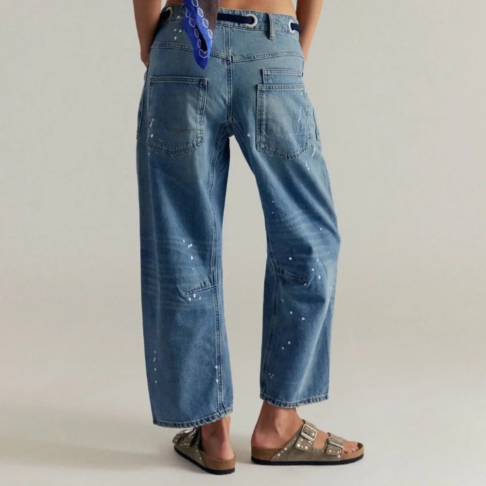WE THE FREE by Free People: “Moxie” Low Slung Pull-On Barrel Jeans NWT - Picture 2 of 12